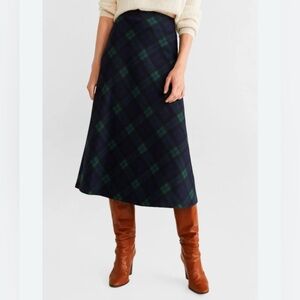 Mango Plaid Green and Black Women's Skirt